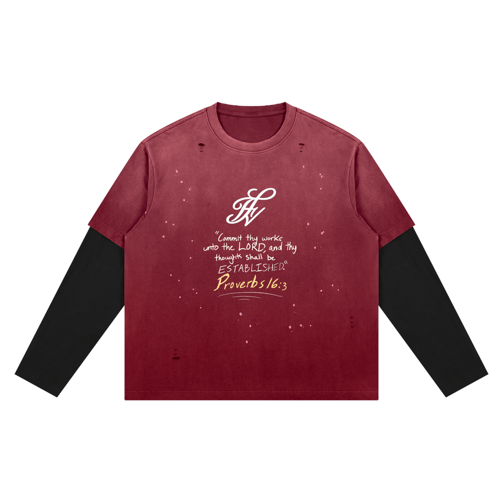 Commit It To The LORD Vintage Wash Distressed Layer T-Shirt